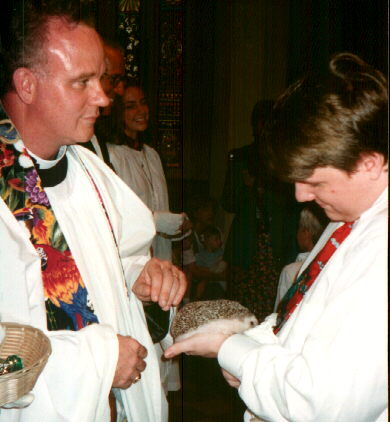 Murray and Chopper with priest at Blessing.jpg (34464 bytes)